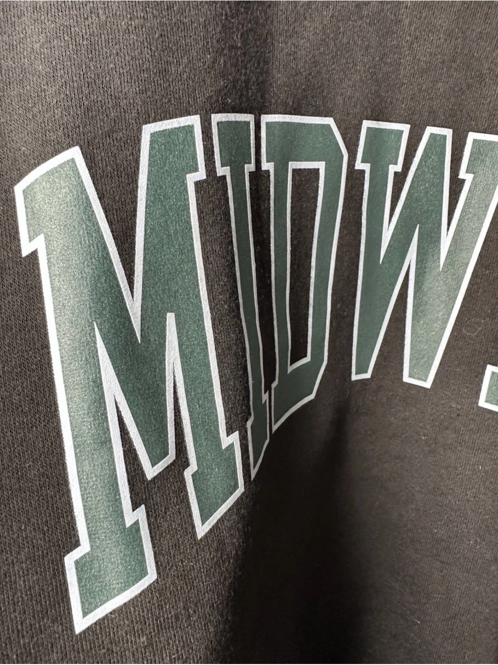 Zenana Outfitters Black Sweatshirt with Green  'MIDWEST' Lettering - Picture 3 of 5